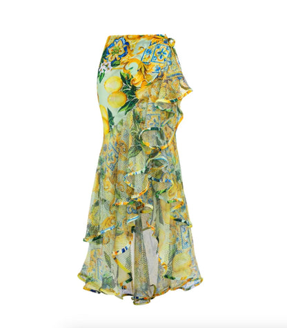 Ensemble maillot de bain bohème fleuri pour femme avec jupe et détails en dentelle – Floral et élégant pour l'été