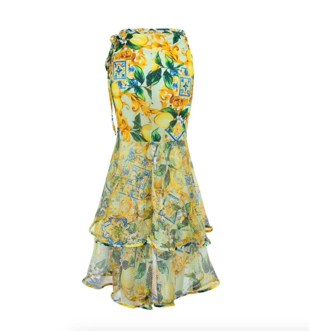 Ensemble maillot de bain bohème fleuri pour femme avec jupe et détails en dentelle – Floral et élégant pour l'été