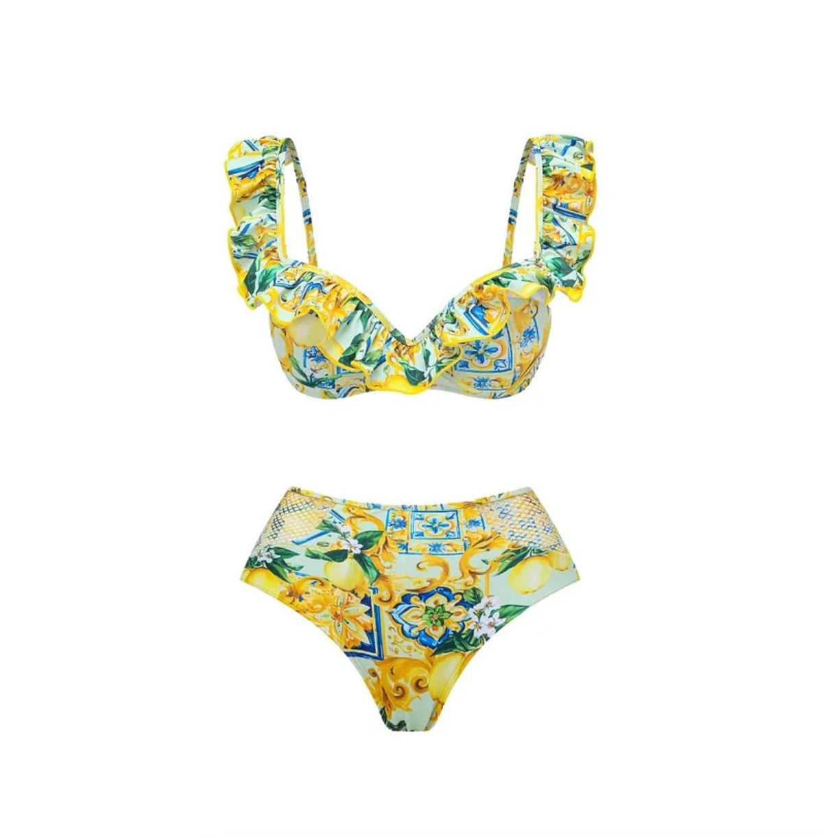 Ensemble maillot de bain bohème fleuri pour femme avec jupe et détails en dentelle – Floral et élégant pour l'été