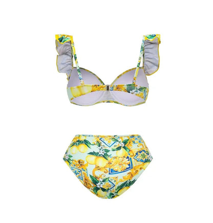 Ensemble maillot de bain bohème fleuri pour femme avec jupe et détails en dentelle – Floral et élégant pour l'été