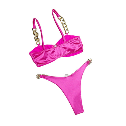 Bikini en satin pour femme dos nu – Maillot de bain élégant et raffiné pour l'été, confortable et seyant