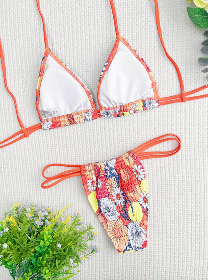 Bikini féminin Fantaisie Florale, Maillot de bain estival élégant en polyester doux et léger, Coupe confortable
