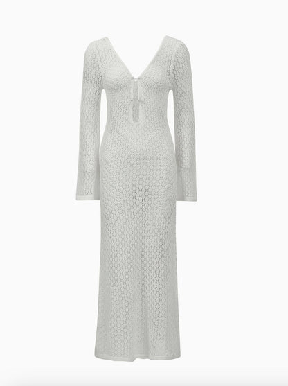 Long Chic Evening Dress in Jersey with Bold Cutouts and V-Neck – Elegant and Sexy for Women