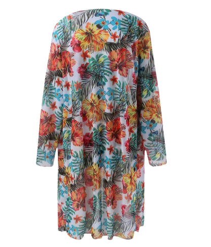 Maillot de bain tropical découpé pour femme – Ensemble bohème 3 pièces, tissu satin, col en V, longueur maxi