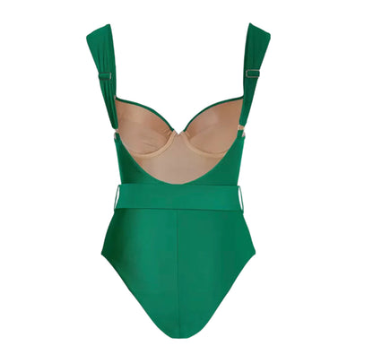 Maillot de bain une pièce féminin bohème ajusté avec détails torsadés – Tissu polyester confortable et séchage rapide