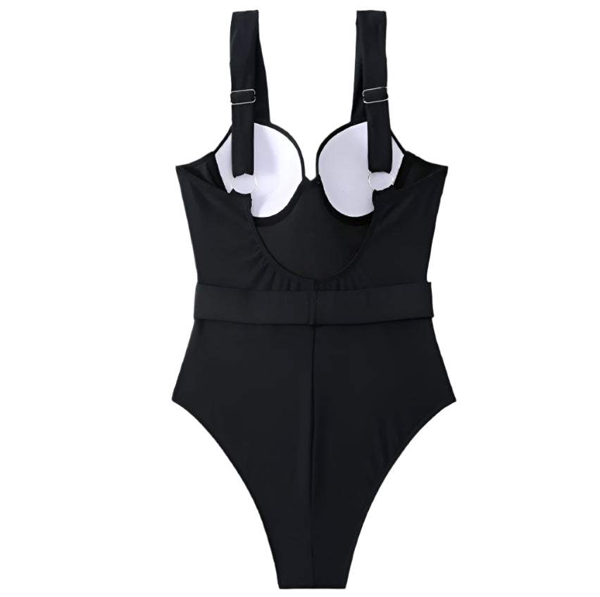 Maillot de bain une pièce féminin bohème ajusté avec détails torsadés – Tissu polyester confortable et séchage rapide