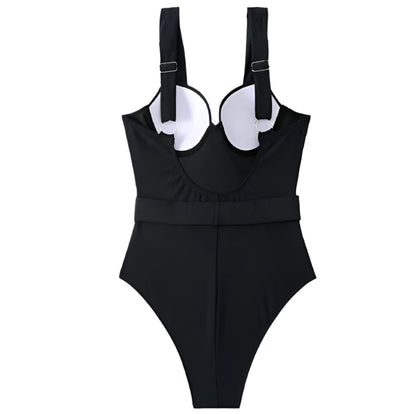 Maillot de bain une pièce féminin bohème ajusté avec détails torsadés – Tissu polyester confortable et séchage rapide