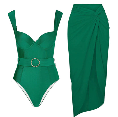 Maillot de bain une pièce féminin bohème ajusté avec détails torsadés – Tissu polyester confortable et séchage rapide