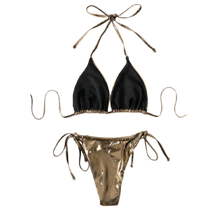 Bikini trois pièces bohème chic pour femme avec ajustement personnalisable – Maillot de bain élégant pour l'été