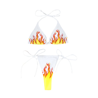 Bikini pour femme à motif flammes bohème – Maillot de bain deux pièces éclatant pour l'été, tissu léger et flatteur