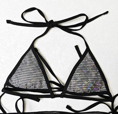 Maillot de bain bohème trois pièces pour femme avec détails en dentelle – Maillot élégant pour la plage et la piscine