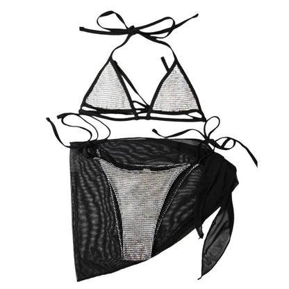 Maillot de bain bohème trois pièces pour femme avec détails en dentelle – Maillot élégant pour la plage et la piscine