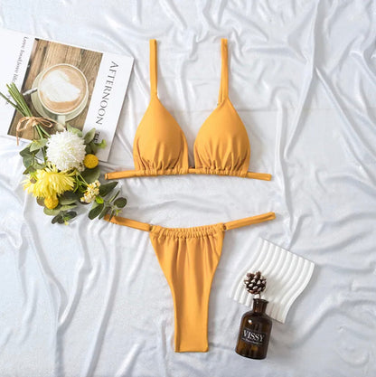Maillot de bain plissé taille haute pour femme en tissu double face – Style bohème élégant pour l'été