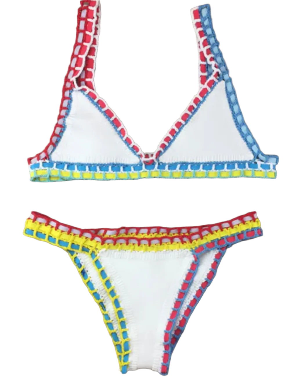 Ensemble de maillot de bain bikini noué à la main pour femme – Style bohème chic, motif unique en polyester de qualité supérieure