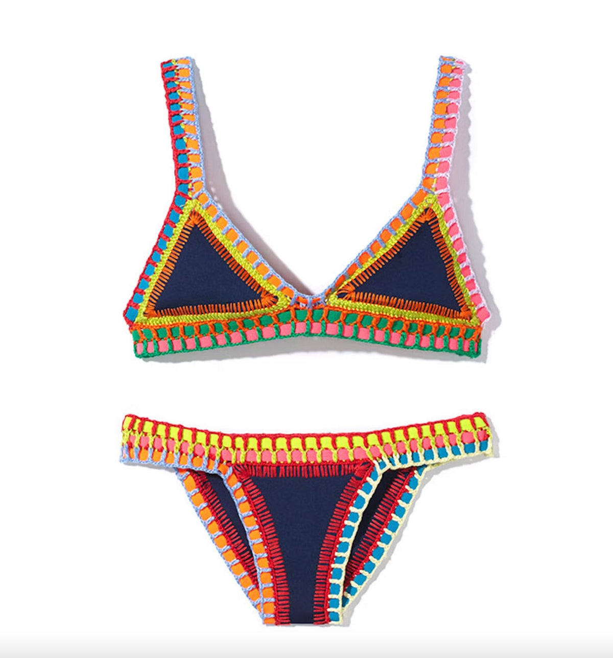 Ensemble de maillot de bain bikini noué à la main pour femme – Style bohème chic, motif unique en polyester de qualité supérieure