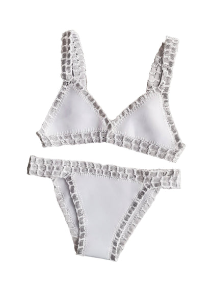 Ensemble de maillot de bain bikini noué à la main pour femme – Style bohème chic, motif unique en polyester de qualité supérieure