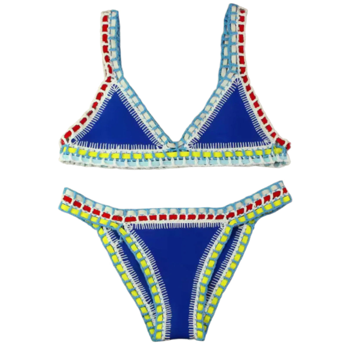 Ensemble de maillot de bain bikini noué à la main pour femme – Style bohème chic, motif unique en polyester de qualité supérieure