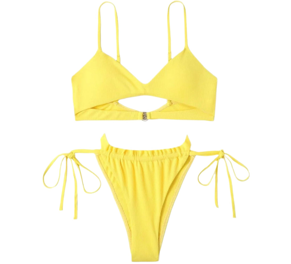 Bikini Femme avec Anneau Détail et Découpes Sensuelles – Maillot de Bain Bohème Élégant pour la Plage