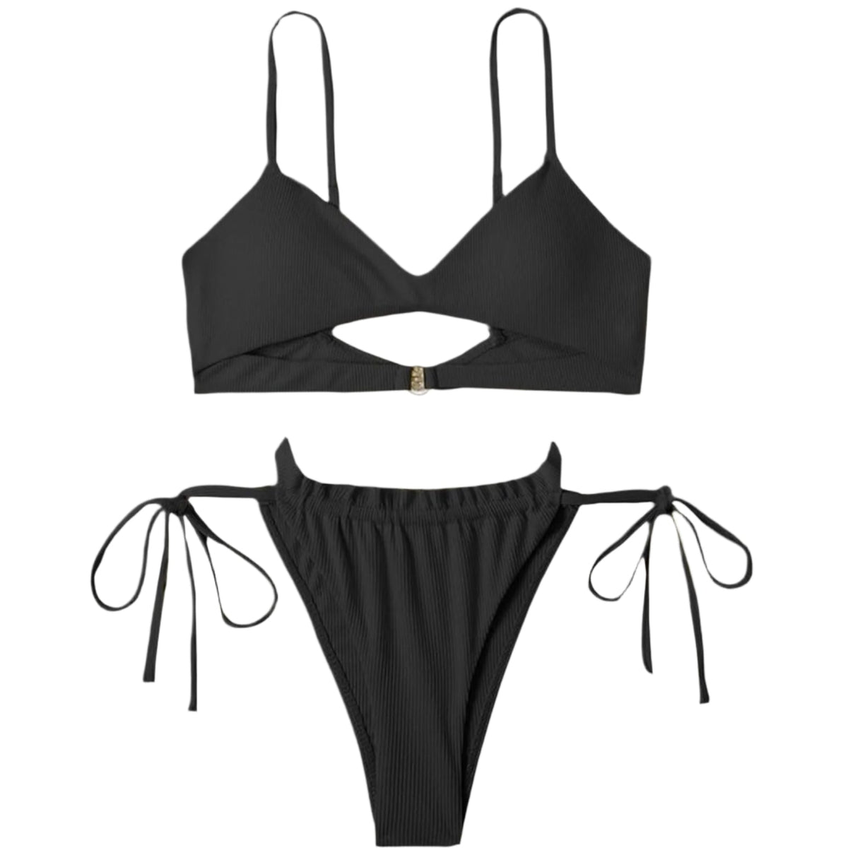 Bikini Femme avec Anneau Détail et Découpes Sensuelles – Maillot de Bain Bohème Élégant pour la Plage