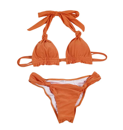 Bikini à nouer en dentelle uni pour femme – Maillot de bain élégant et confortable pour la plage