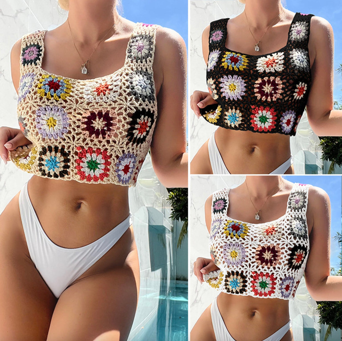 Bikini froncé fleuri pour femmes – Maillot de bain élégant et confortable, coupe ajustée, tissu acrylique résistant, idéal pour la plage et la piscine