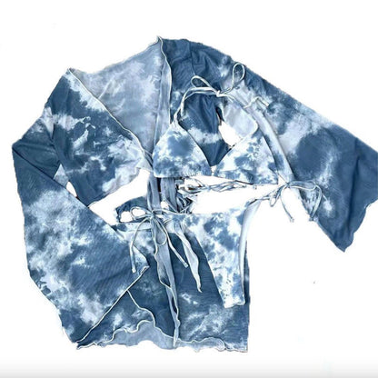 Ensemble bikini à nouer sur le côté pour femme avec paréo élégant - Maillot de bain féminin chic