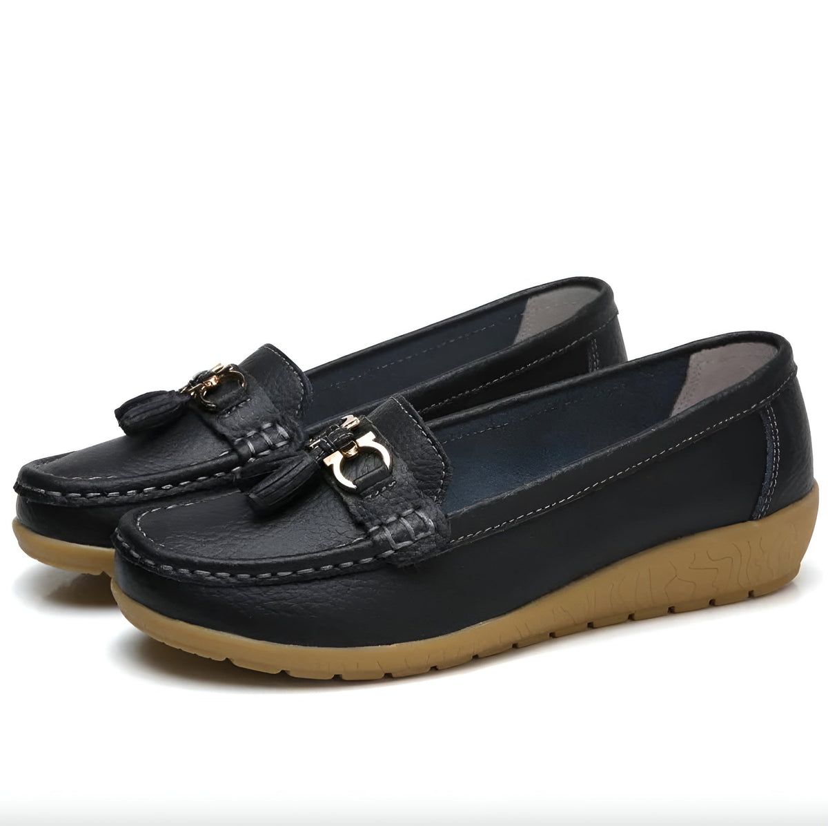 Men's Black Moccasins Size 42 Soft Comfortable Leather