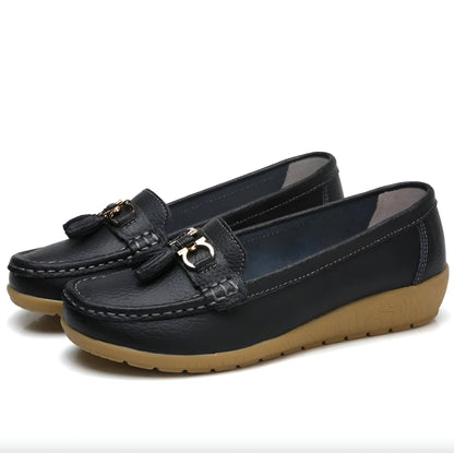 Men's Black Moccasins Size 42 Soft Comfortable Leather