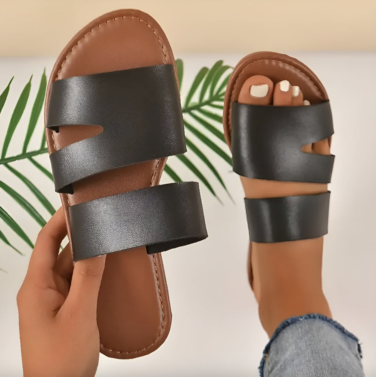 Women's Black Sandals Size 38 Synthetic Minimalist Summer Comfort