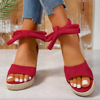 Women's Beige Wedge Sandals Size 38 Suede with Braided Rope Heel