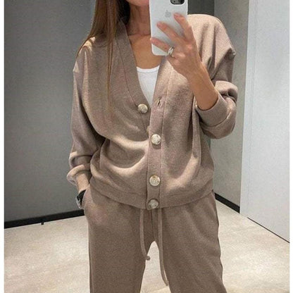 Variant image for Ensemble Loungewear Femme en Maille Douce – Cardigan Ample et Pantalon Confortable Taille S à XL-2