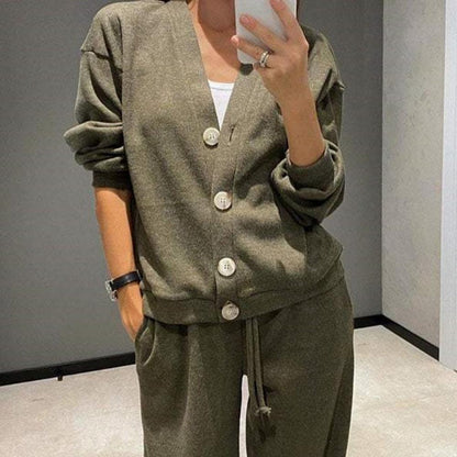 Ensemble de vêtements d'intérieur en tricot doux pour femmes – Cardigan ample et pantalon confortable Tailles S à XL