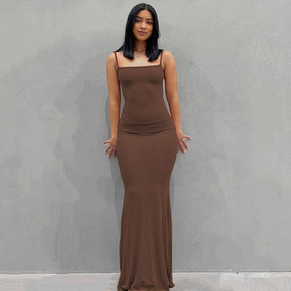 Robe longue noire d'été pour femmes – Robe maxi moulante élégante en tissu léger pour un look sophistiqué