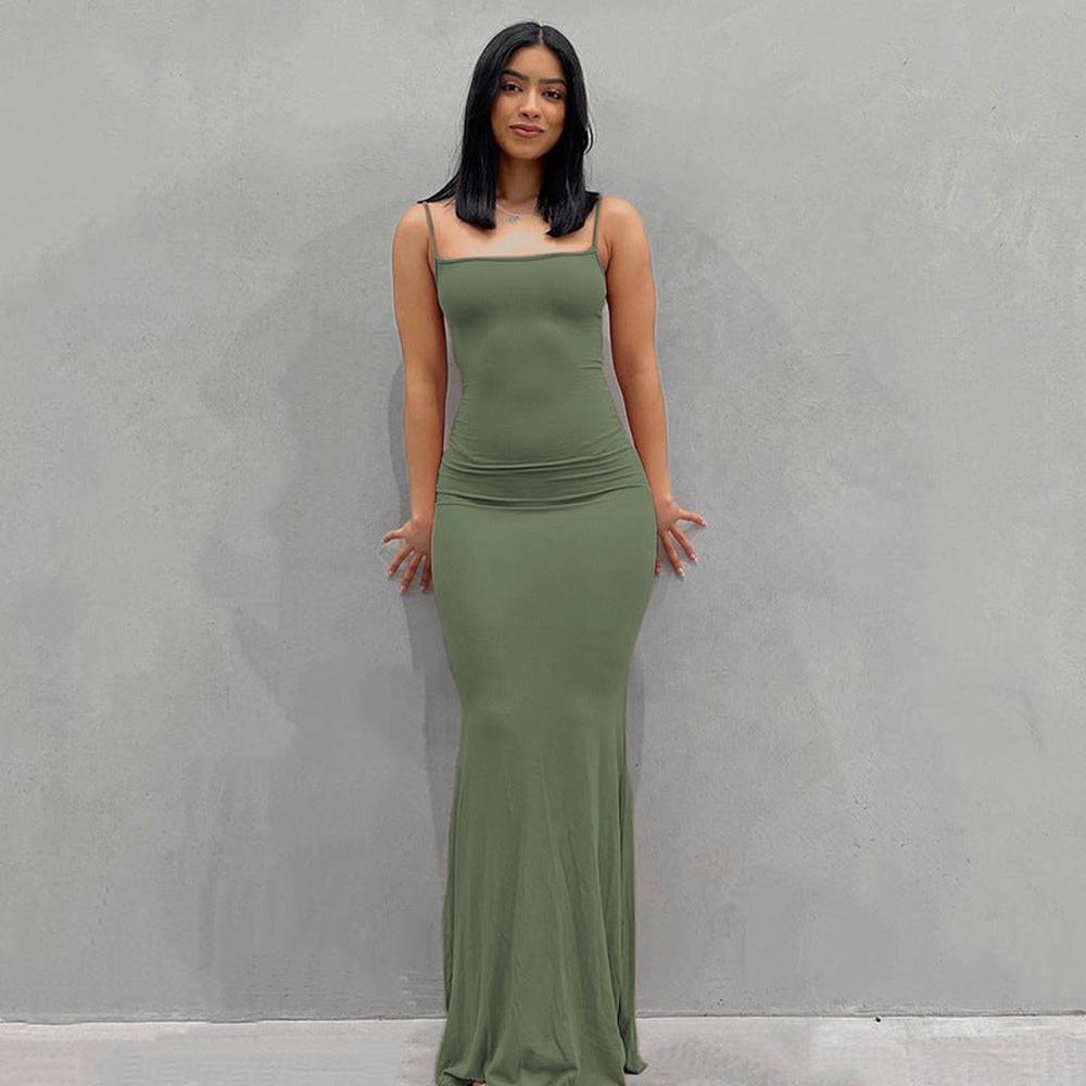 Robe longue noire d'été pour femmes – Robe maxi moulante élégante en tissu léger pour un look sophistiqué