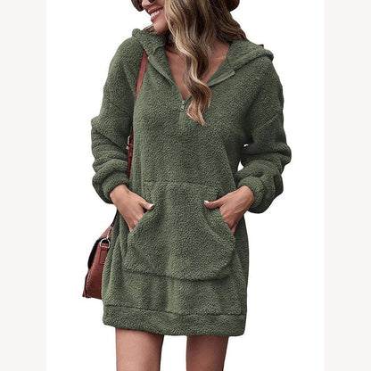 Robe longue décontractée pour femme avec capuche en coton doux – Confort et élégance pour un style citadin