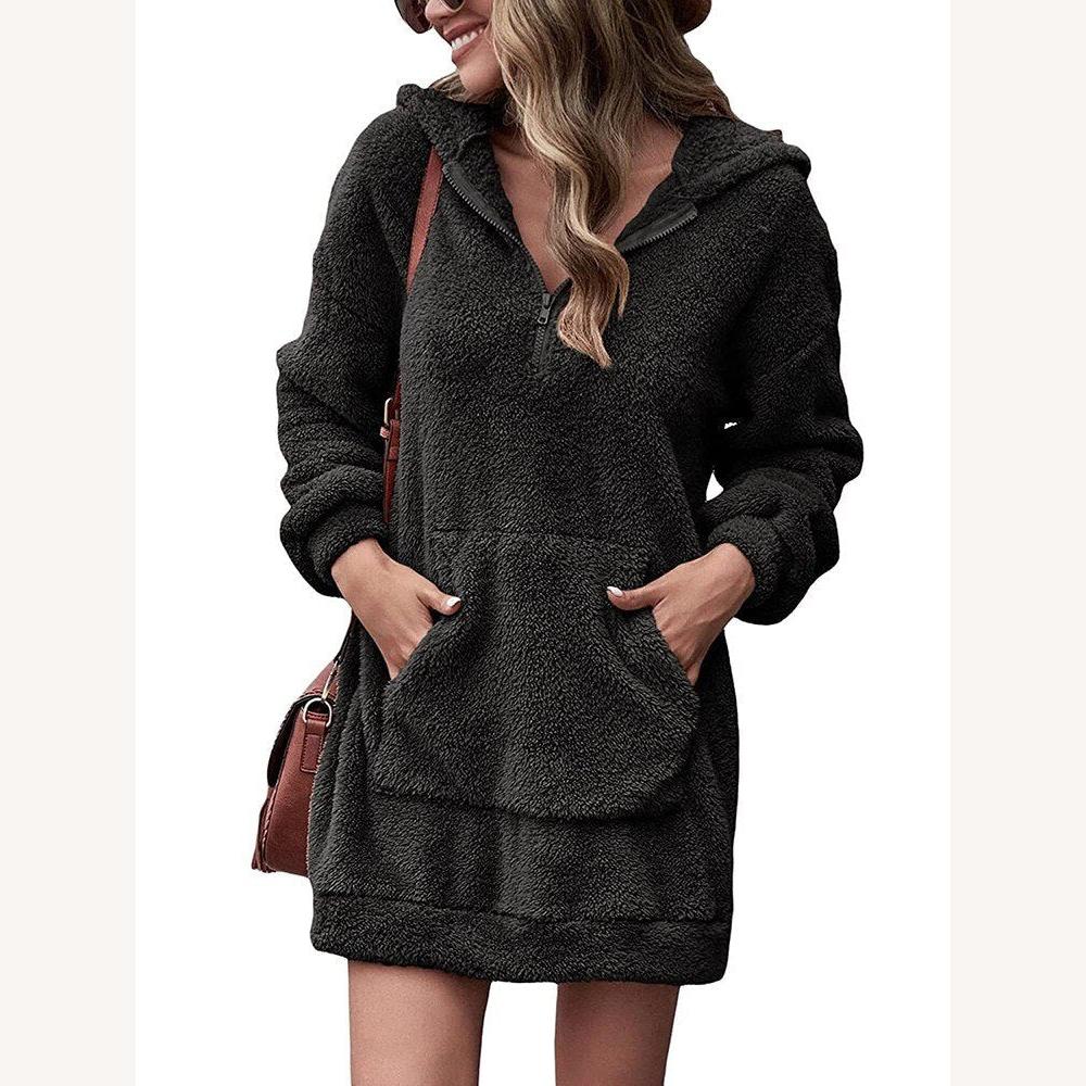 Robe longue décontractée pour femme avec capuche en coton doux – Confort et élégance pour un style citadin