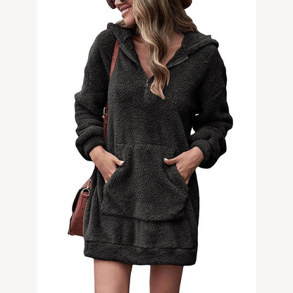 Robe longue décontractée pour femme avec capuche en coton doux – Confort et élégance pour un style citadin