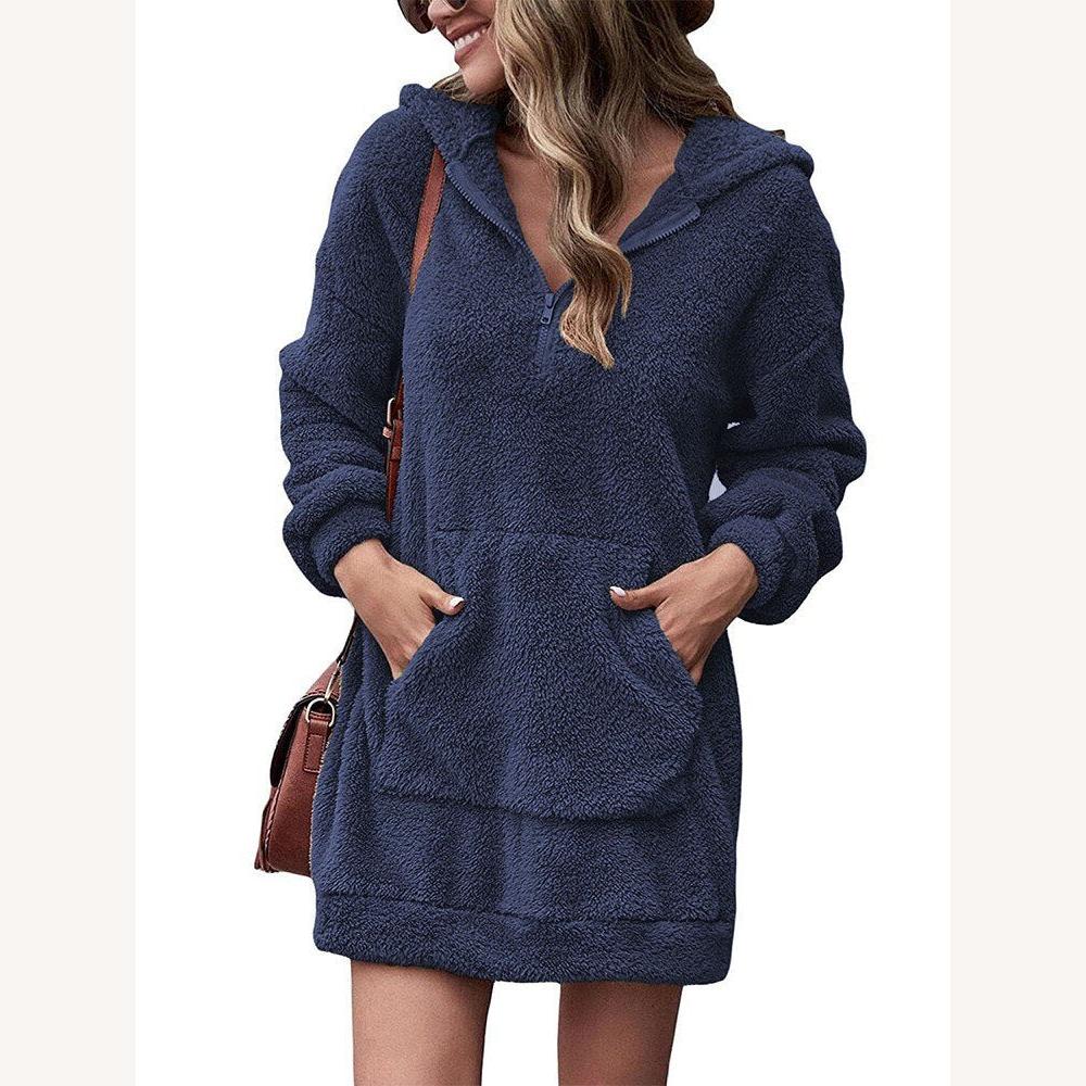 Robe longue décontractée pour femme avec capuche en coton doux – Confort et élégance pour un style citadin