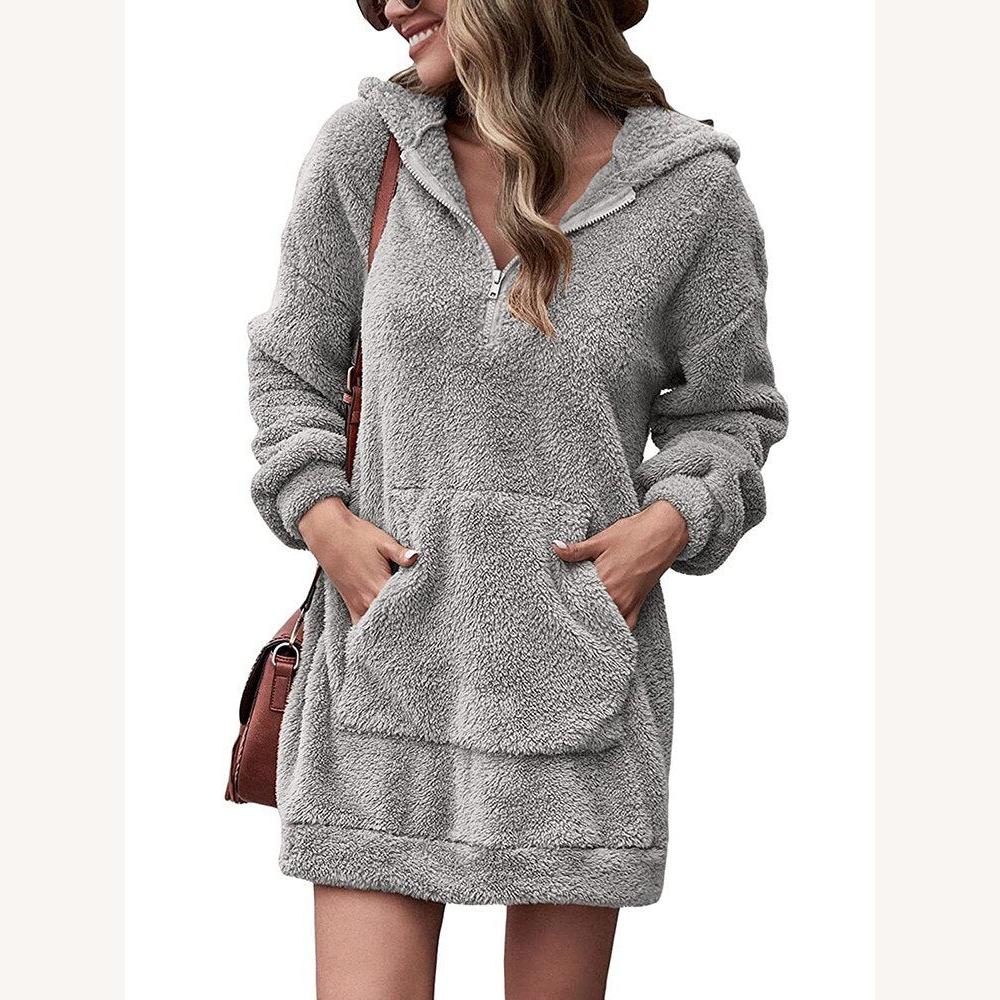 Robe longue décontractée pour femme avec capuche en coton doux – Confort et élégance pour un style citadin