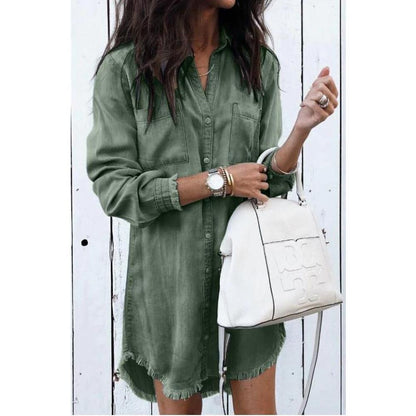 Robe longue en jean élégante et ajustée pour femmes avec détails soignés – Style moderne et confort optimal