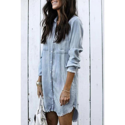 Robe longue en jean élégante et ajustée pour femmes avec détails soignés – Style moderne et confort optimal
