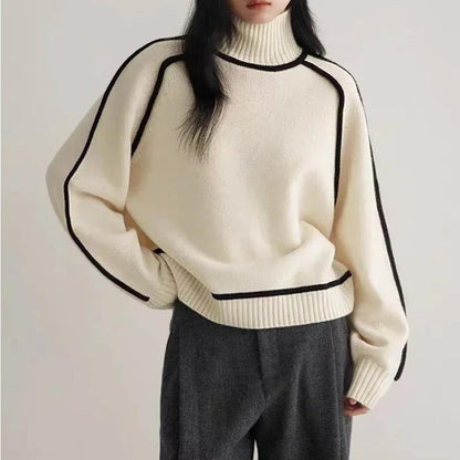 Pull de Noël pour femme à col roulé surdimensionné en maille douce – Confort et élégance pour l'hiver