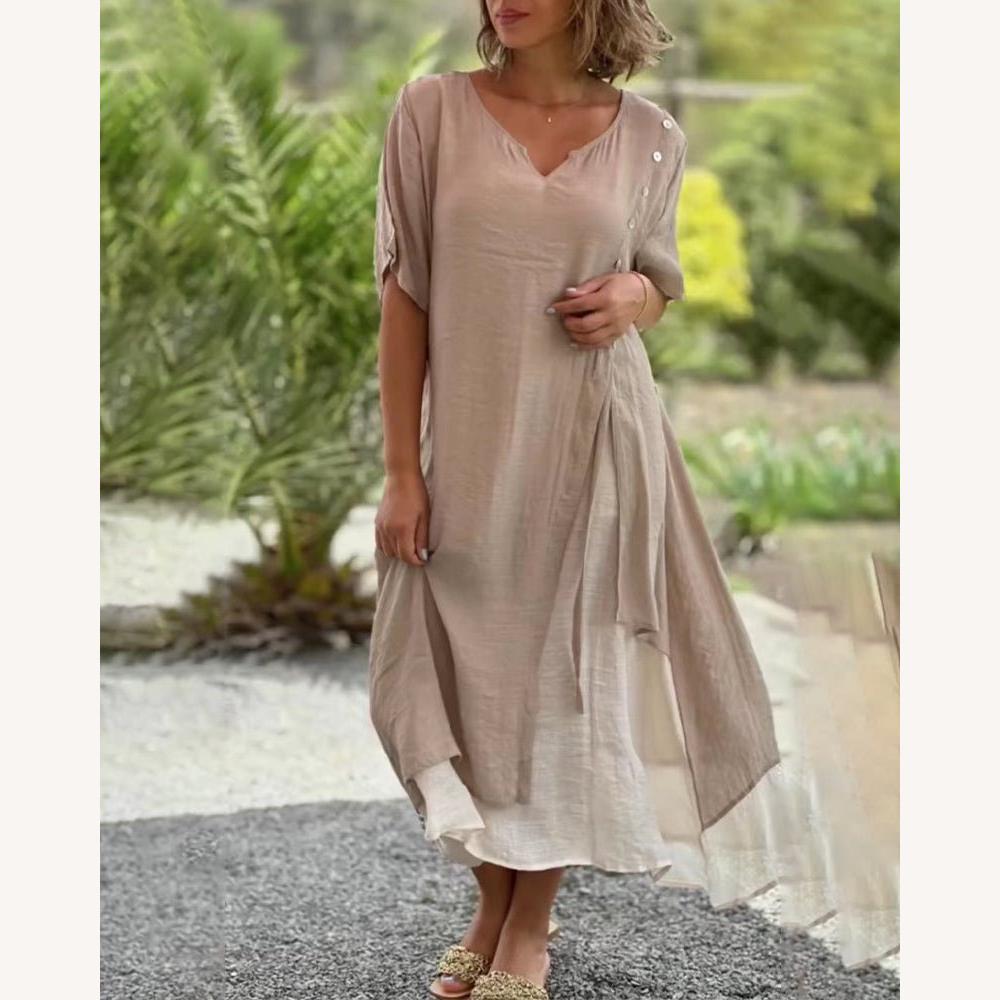 Robe d'été asymétrique chic pour femme en tissu respirant - Élégance et confort pour les occasions estivales