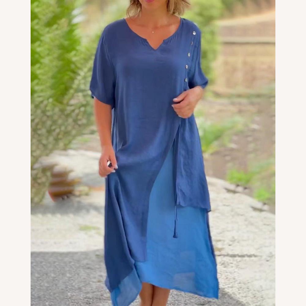 Robe d'été asymétrique chic pour femme en tissu respirant - Élégance et confort pour les occasions estivales